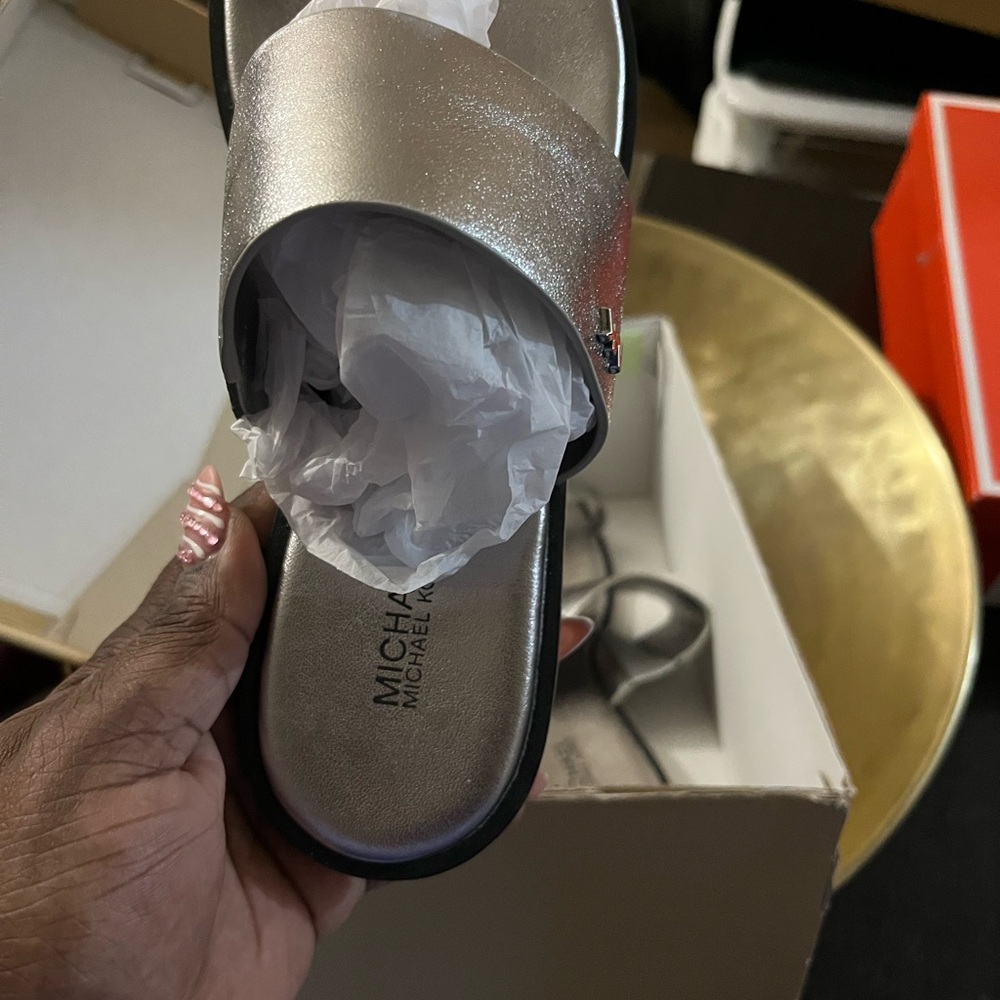 Michael Kors Metallic Slide Sandals